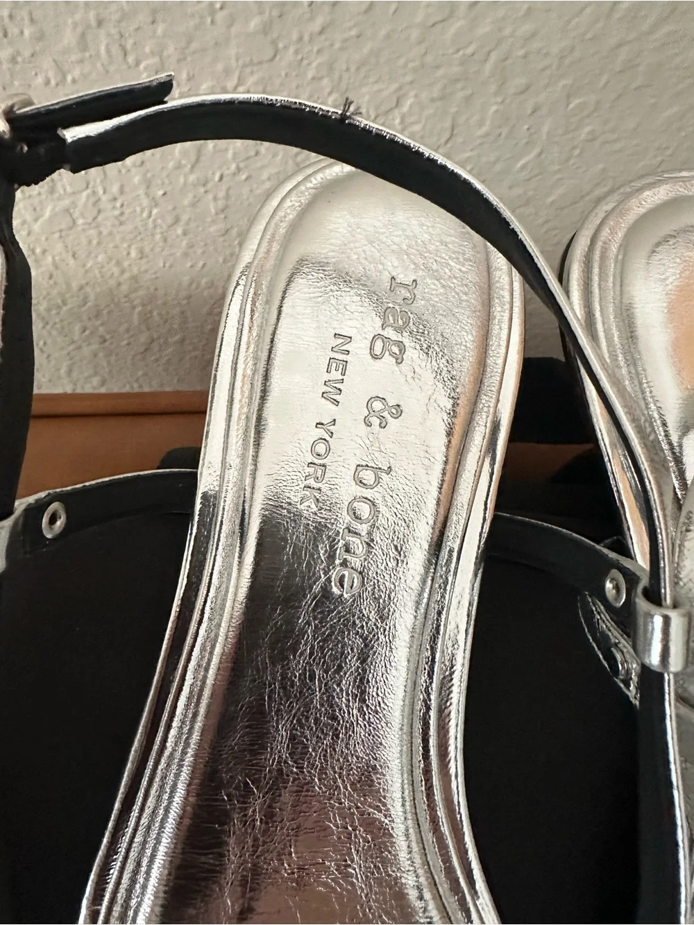 rag & bone Silver Metallic Crisscross Slingback Sandals